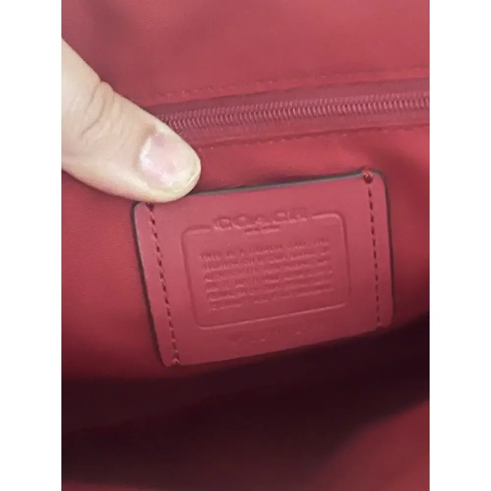 Coach 2558 Katy Satchel Signature Canvas & Leather Bag - Brown/Red dome satchel